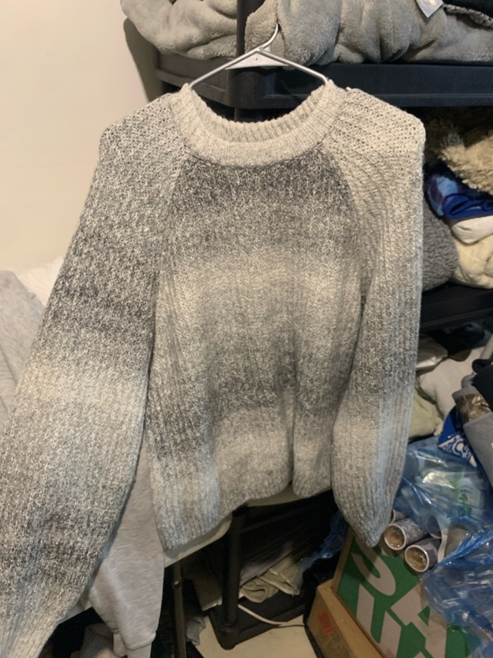 Cozy Ombre Grey Crewneck Sweater - Women